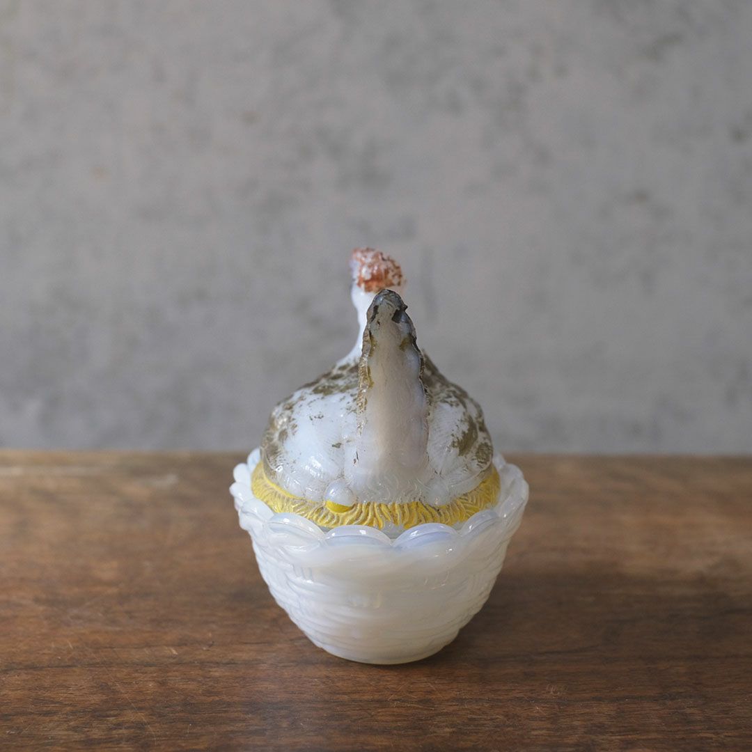 アンティーク小物入れ 鶏 フランス ガラス5