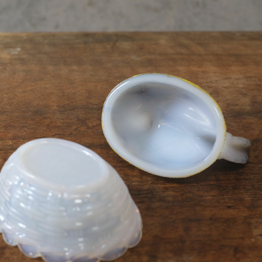 アンティーク小物入れ 鶏 フランス ガラス10