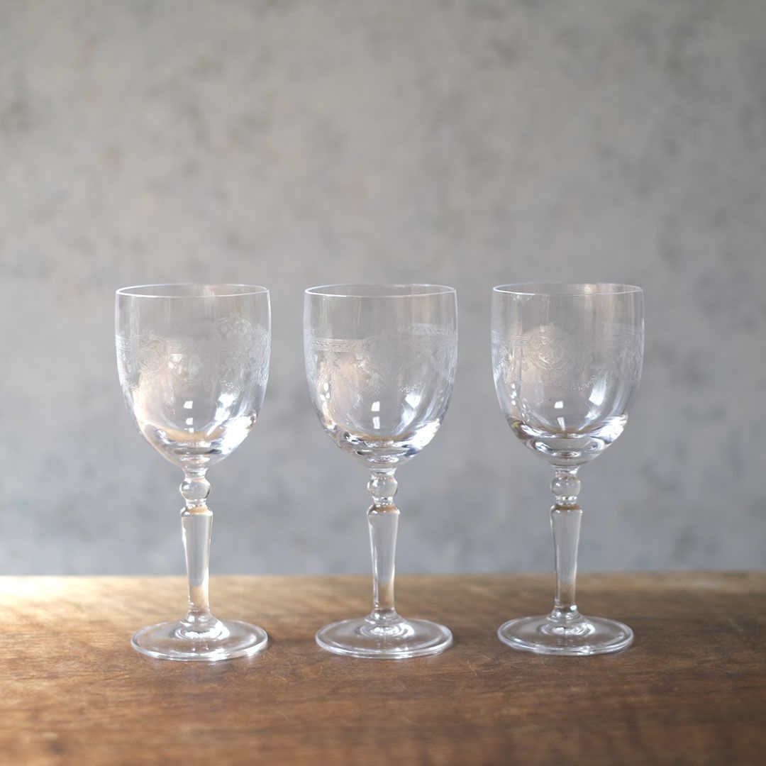 アンティーククリスタルワイングラス Baccarat オールドバカラ Louis XV フランス2