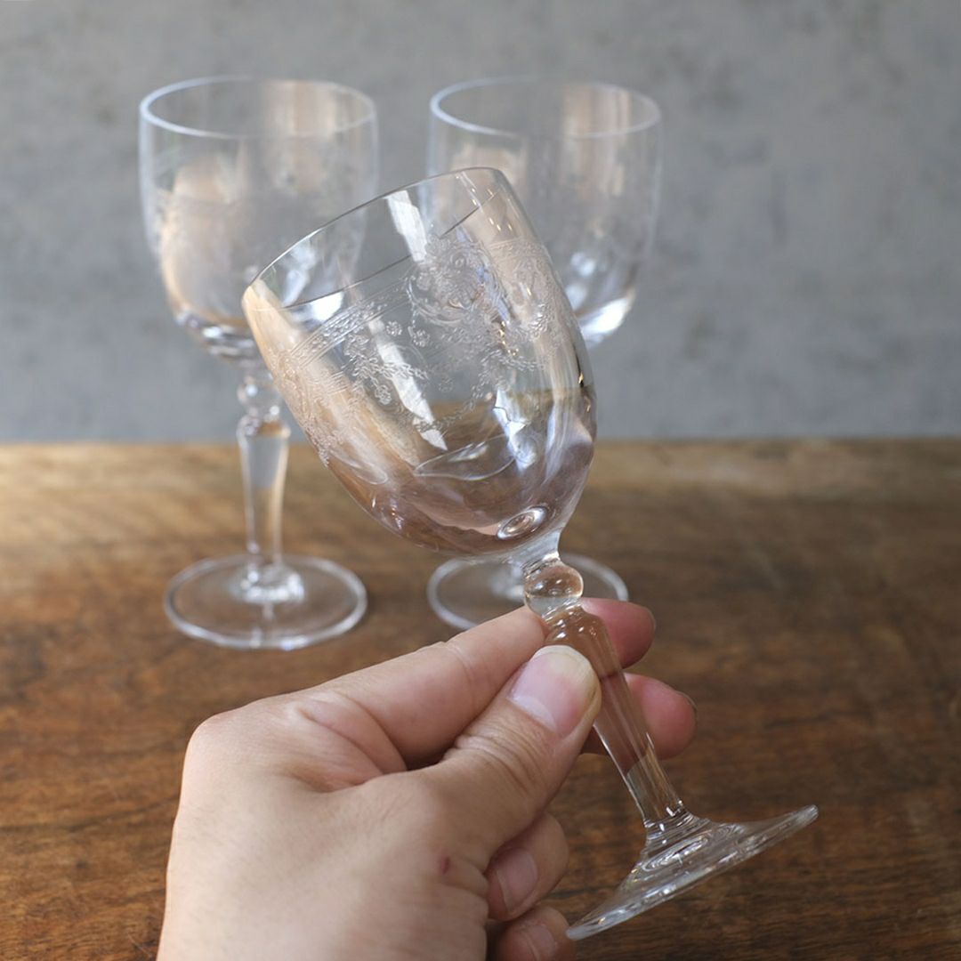 アンティーククリスタルワイングラス Baccarat オールドバカラ Louis XV フランス3