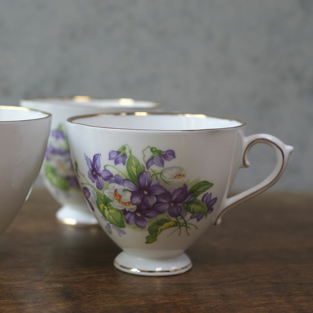 ヴィンテージティーカップトリオ 菫 バイオレット George Stevenson（ジョージ・スティーブンソン）イギリス4