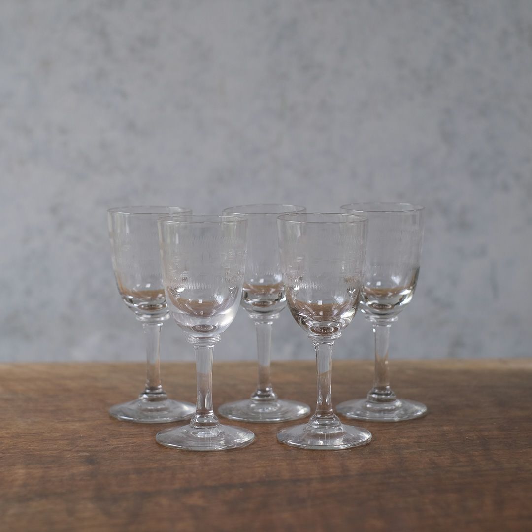 ヴィンテージアペリティフグラス フランス 食前酒グラス アシッドエッチング2