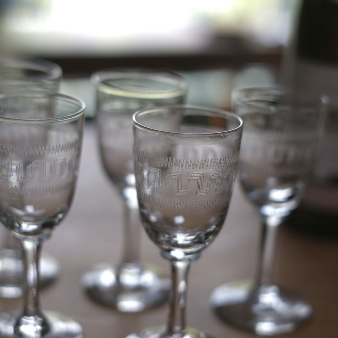 ヴィンテージアペリティフグラス フランス 食前酒グラス アシッドエッチング4