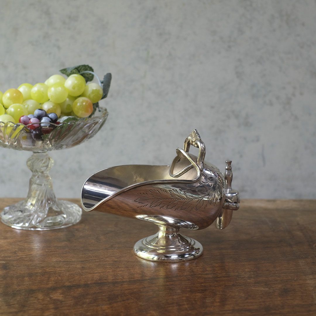 アンティーク ヴィクトリアンシュガースカットル シルバープレート イギリス スプーン付属01