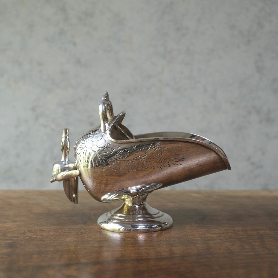 アンティーク シュガースカットル シルバープレート イギリス スプーン付属2