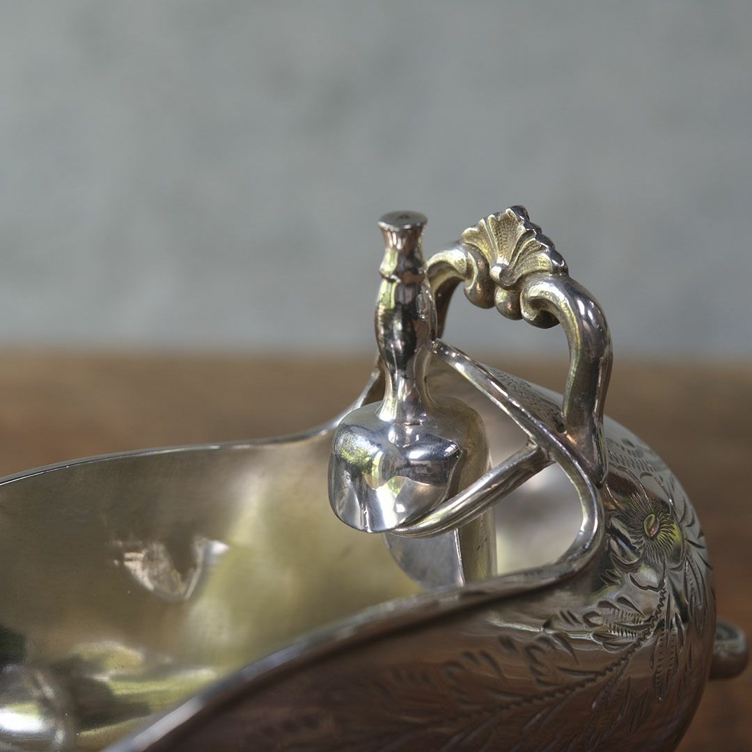 アンティーク シュガースカットル シルバープレート イギリス スプーン付属7