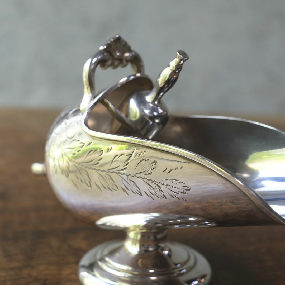 アンティーク シュガースカットル シルバープレート イギリス スプーン付属8