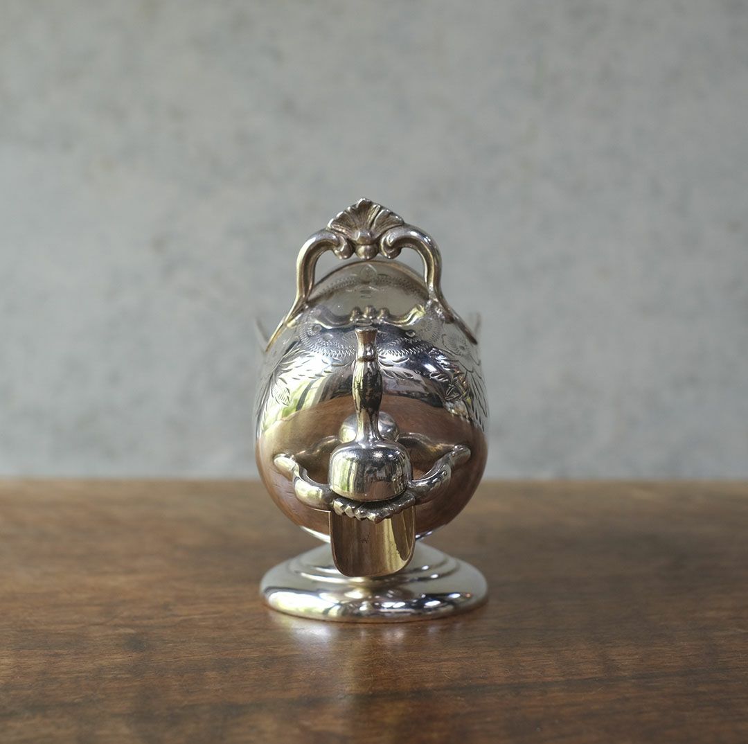 アンティーク シュガースカットル シルバープレート イギリス スプーン付属9