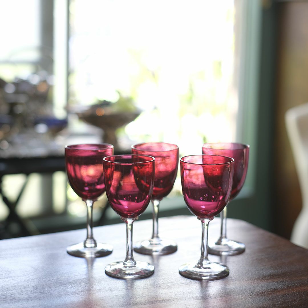 アンティーク クランベリーグラス イギリス アペリティフグラス 食前酒用グラス/アンティーク食器