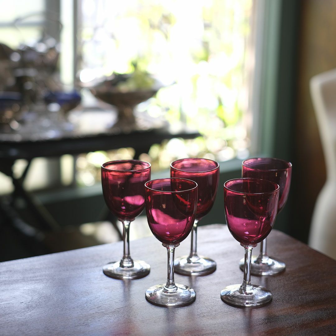 アンティーク クランベリーグラス イギリス アペリティフグラス 食前酒用グラス/アンティーク食器1