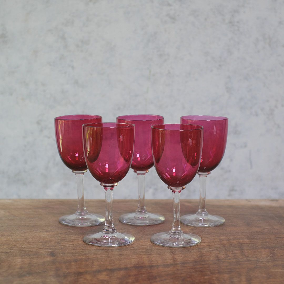 アンティーク クランベリーグラス イギリス アペリティフグラス 食前酒用グラス/アンティーク食器2