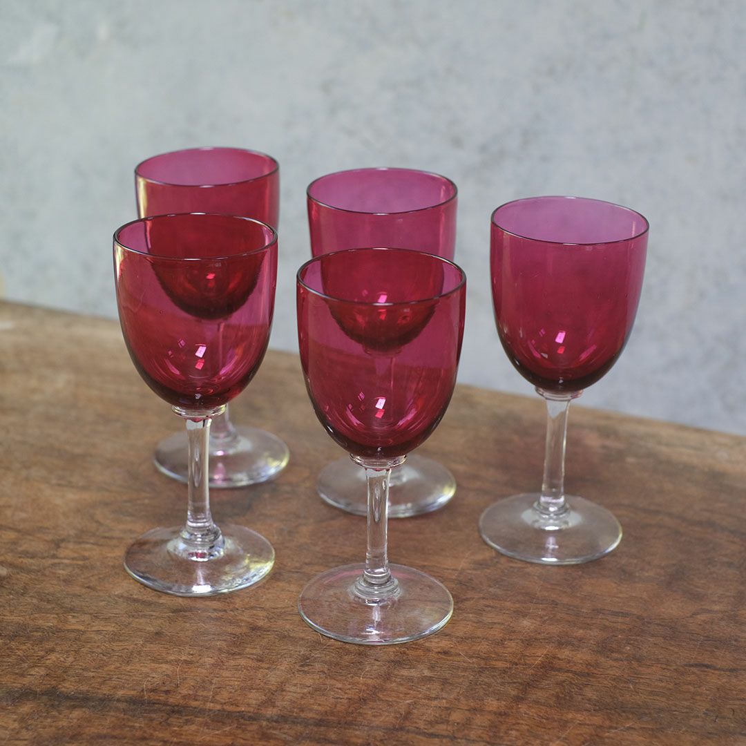 アンティーク クランベリーグラス イギリス アペリティフグラス 食前酒用グラス/アンティーク食器3