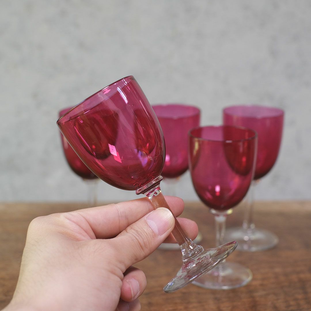 アンティーク クランベリーグラス イギリス アペリティフグラス 食前酒用グラス/アンティーク食器4