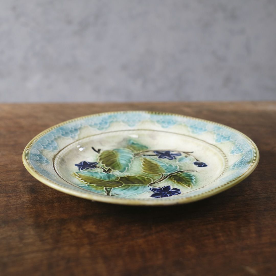 アンティーク バルボティーヌプレート フランスロレーヌのマジョリカ焼きのお皿/アンティーク食器1