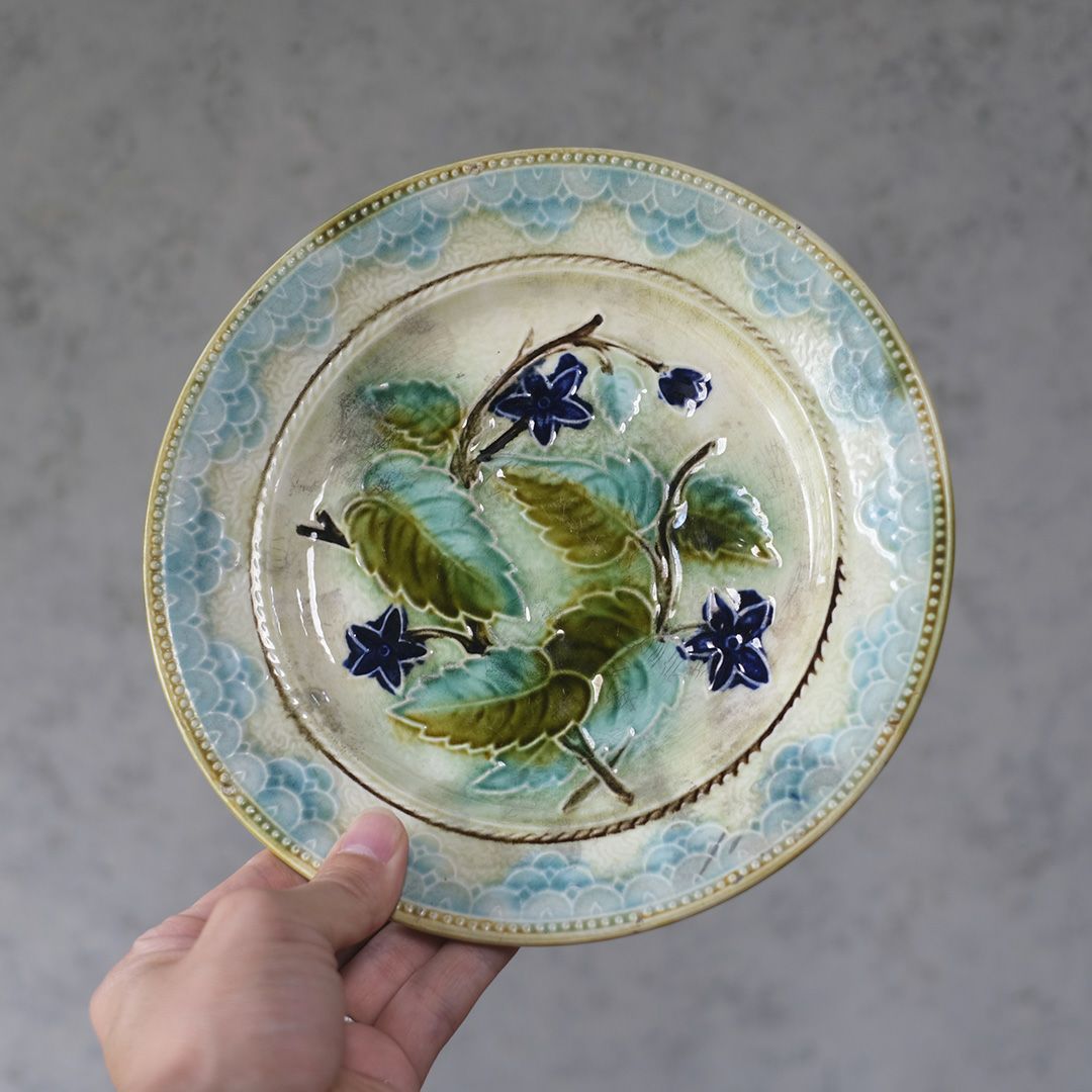 アンティーク バルボティーヌプレート フランスロレーヌのマジョリカ焼きのお皿/アンティーク食器3