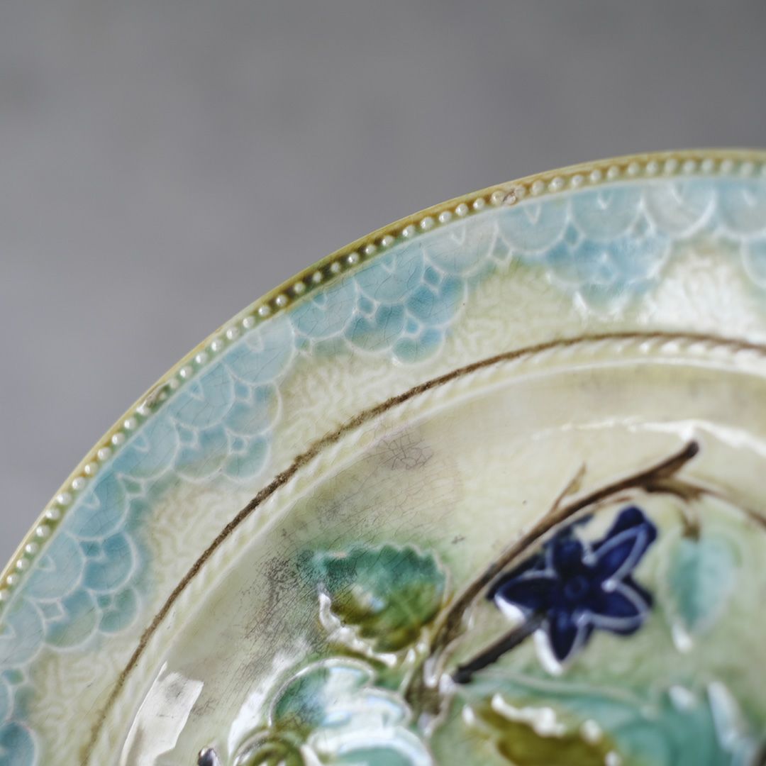 アンティーク バルボティーヌプレート フランスロレーヌのマジョリカ焼きのお皿/アンティーク食器5