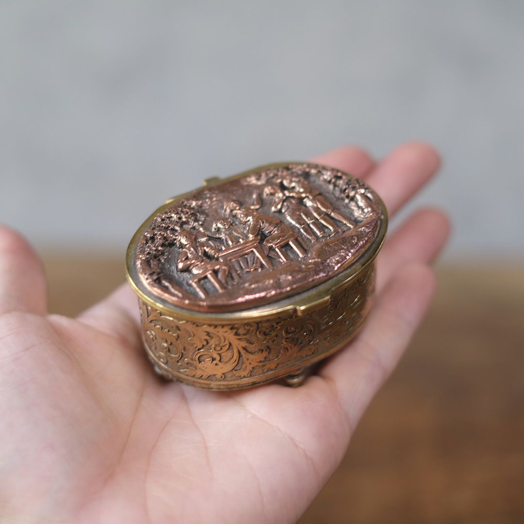 アンティークジュエリーケース シルク 絹 工芸細工7