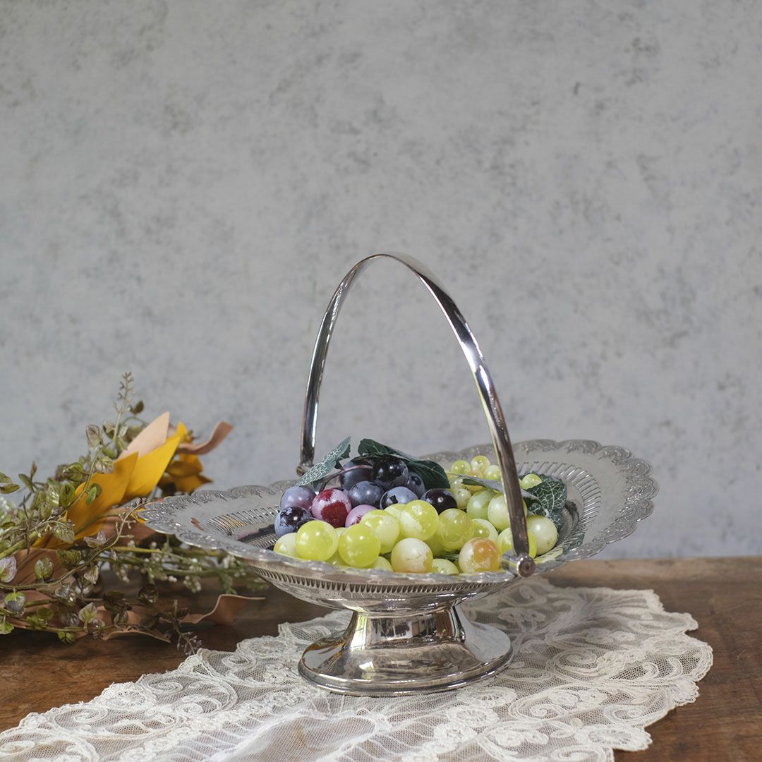 アンティークハンドルバスケット シルバープレート ヴィクトリアン イギリス