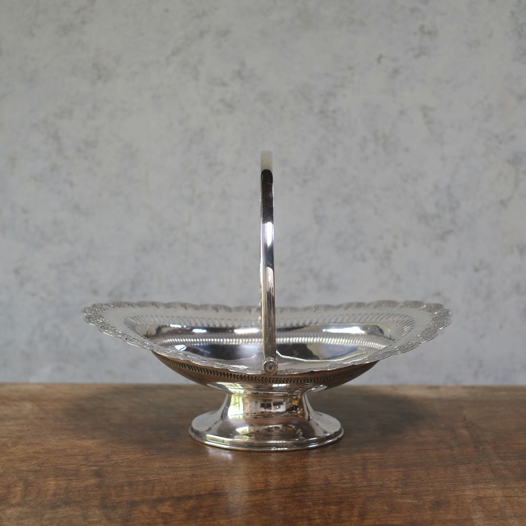 アンティークハンドルバスケット シルバープレート ヴィクトリアン イギリス1