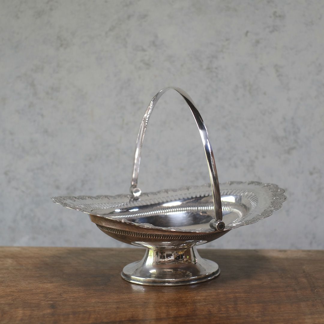 アンティークハンドルバスケット シルバープレート ヴィクトリアン イギリス2