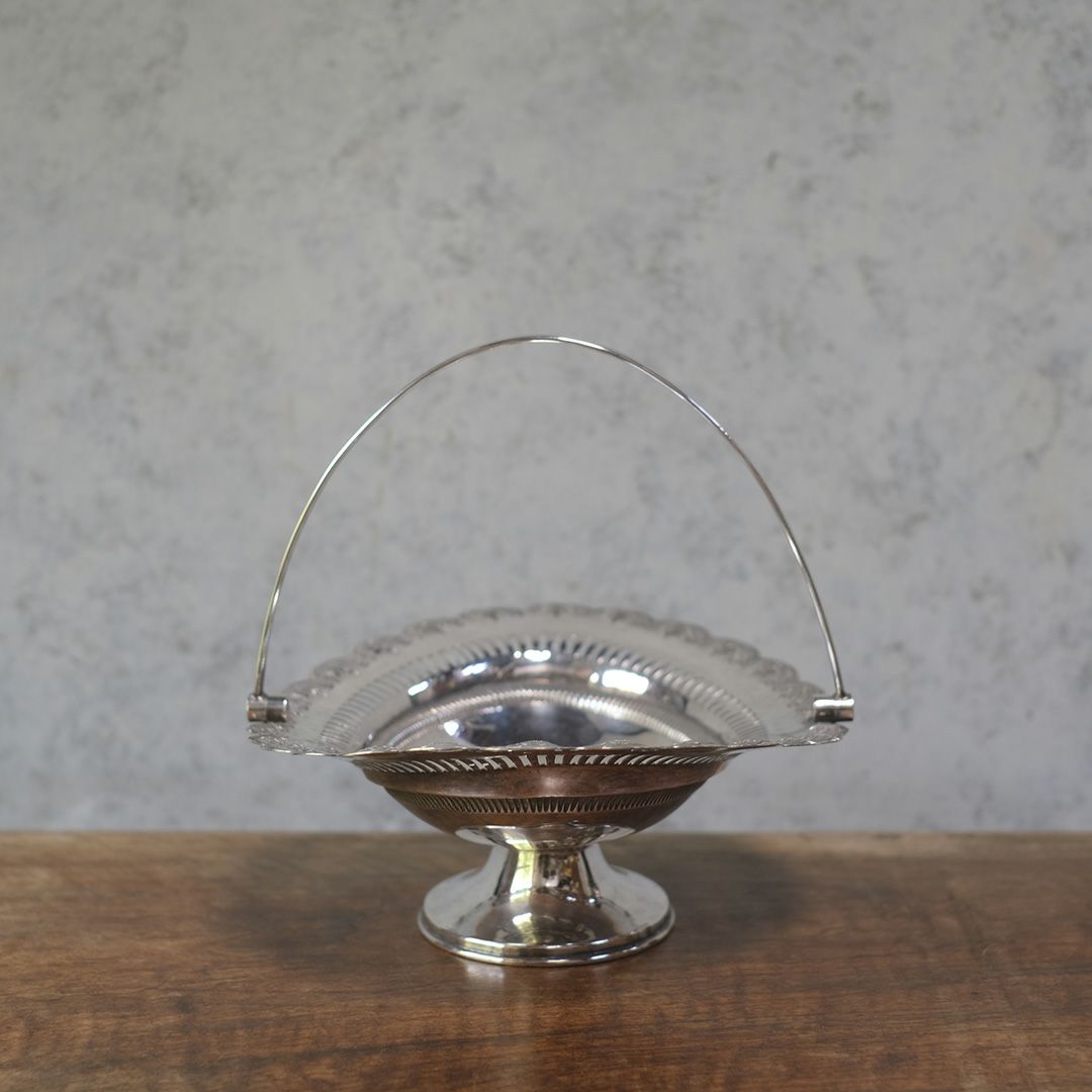 アンティークハンドルバスケット シルバープレート ヴィクトリアン イギリス3