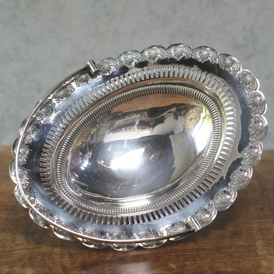 アンティークハンドルバスケット シルバープレート ヴィクトリアン イギリス5