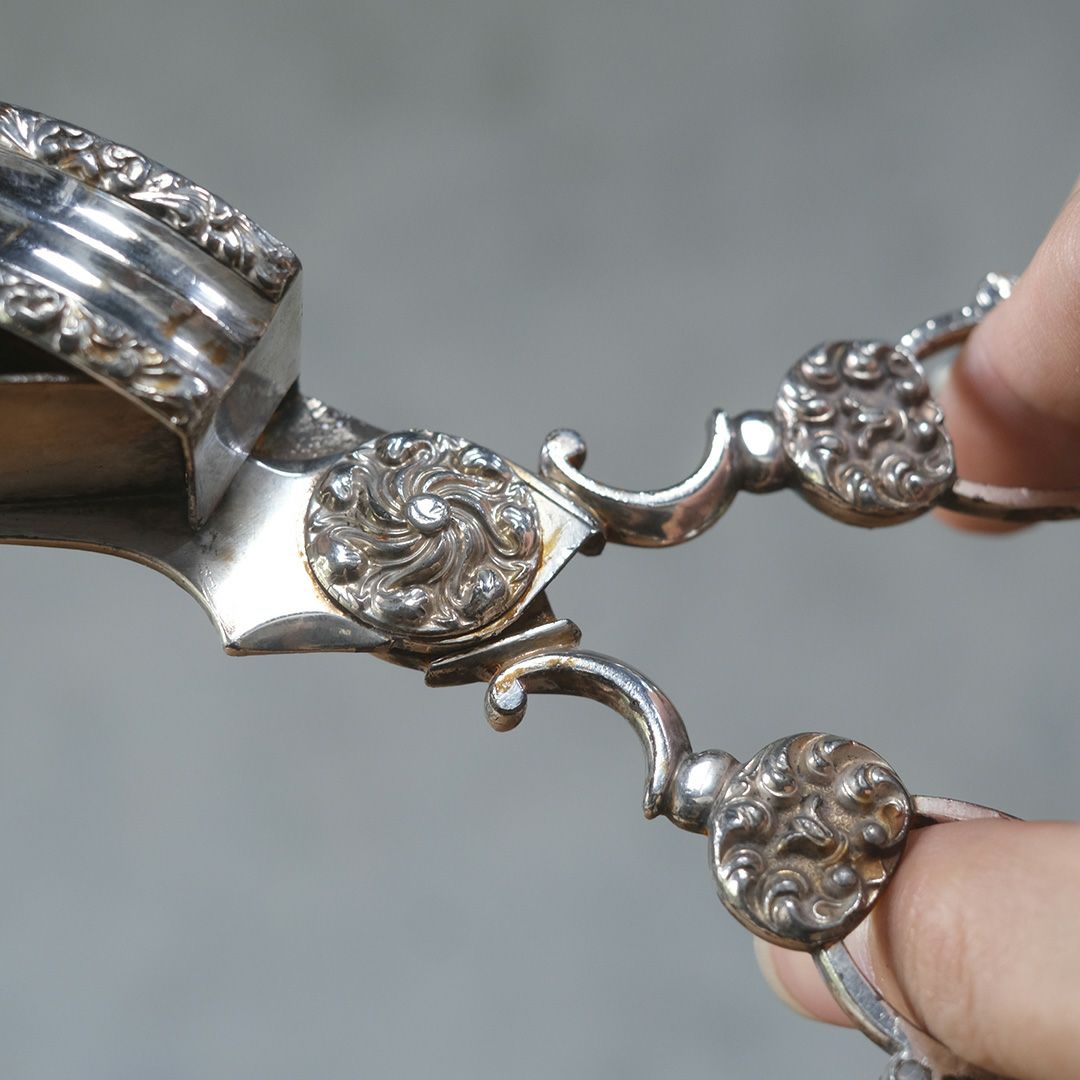 アンティーク キャンドルスナッファー シルバープレート製 ろうそく火消しハサミ 19世紀8