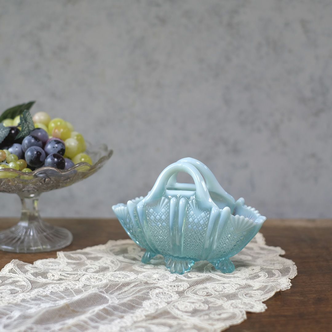 アンティークオブジェ オパールセント ガラスアート イギリス