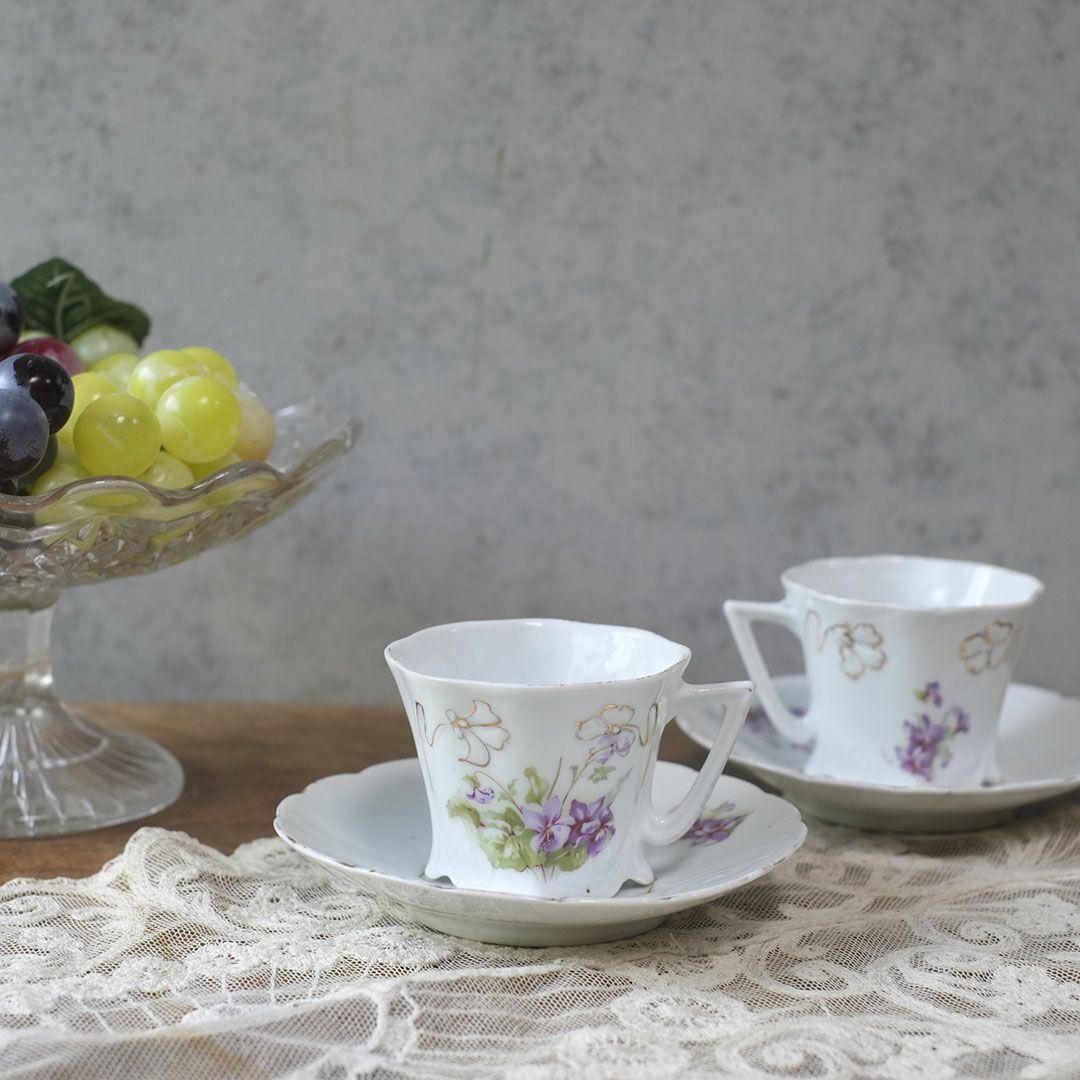 フランス製　アンティーク カップ&ソーサー フランス スミレモチーフ