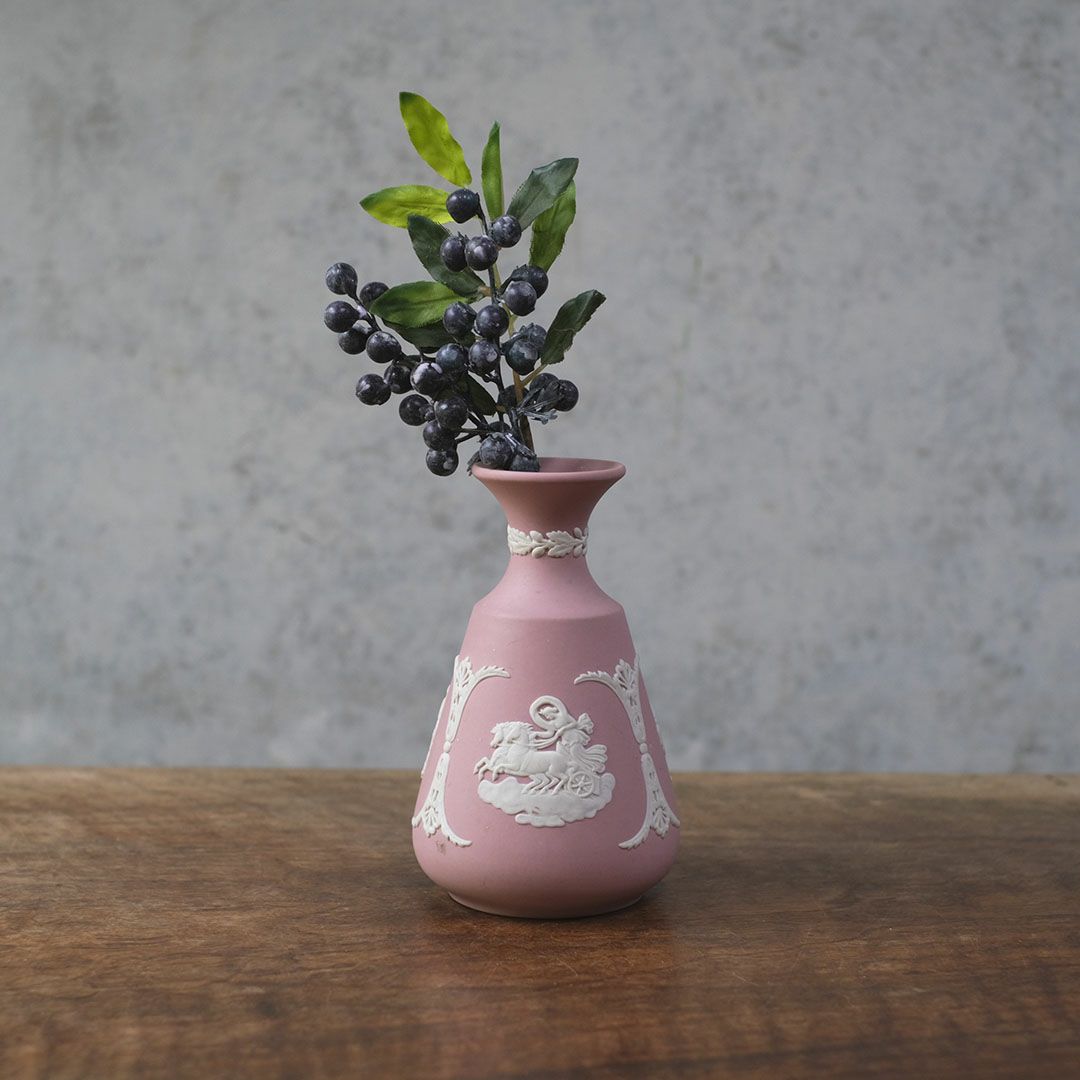 ヴィンテージ WEDGWOOD ウェッジウッドジャスパー フラワーベース ピンク 一輪挿し 花器