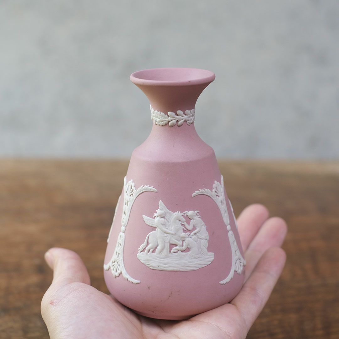 ヴィンテージ WEDGWOOD ウェッジウッドジャスパー フラワーベース ピンク 一輪挿し 花器4