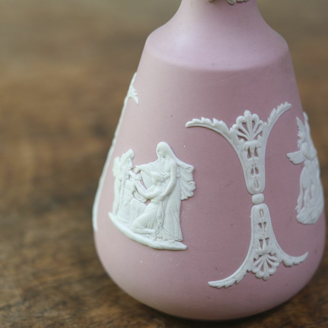 ヴィンテージ WEDGWOOD ウェッジウッドジャスパー フラワーベース ピンク 一輪挿し 花器5