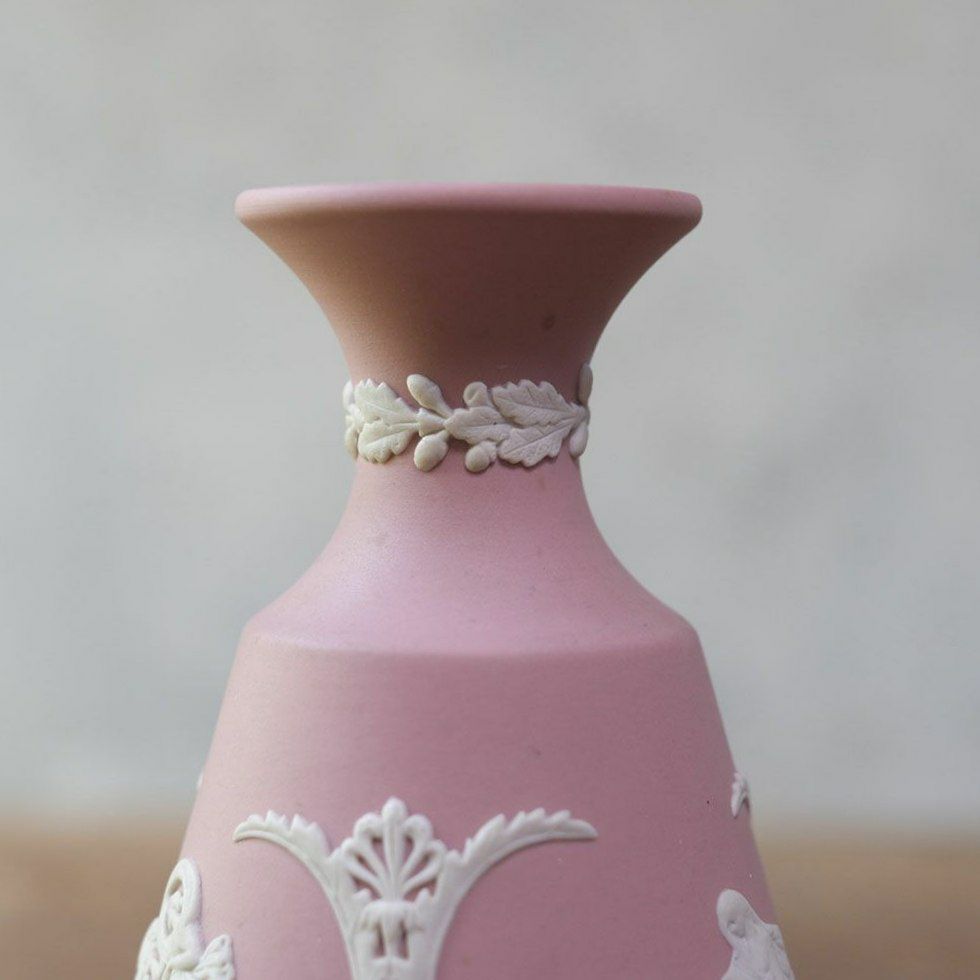 ヴィンテージ WEDGWOOD ウェッジウッドジャスパー フラワーベース ピンク 一輪挿し 花器7
