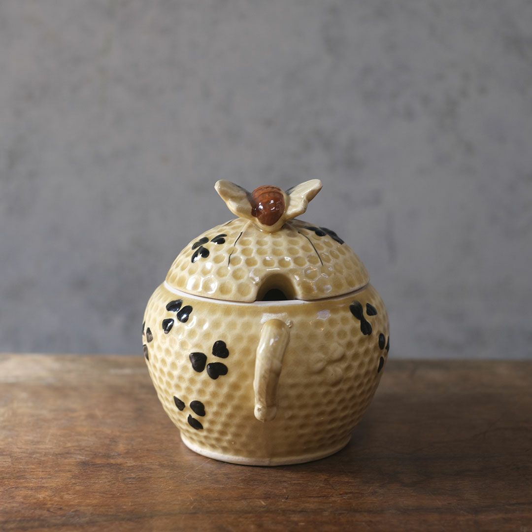 ヴィンテージ ハニーポット イギリス 蓋にとまった蜜蜂が可愛らしい4