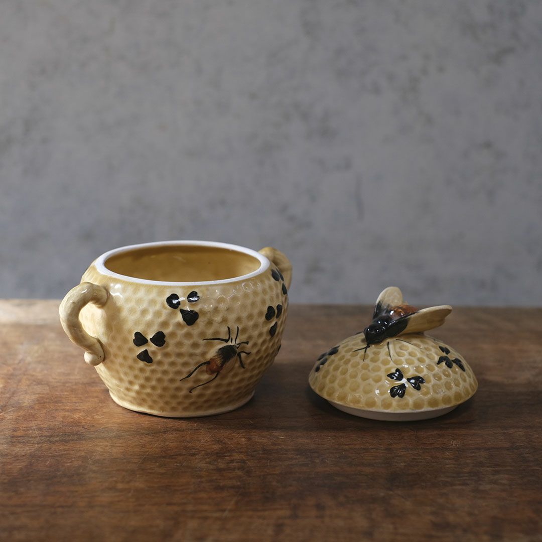 ヴィンテージ ハニーポット イギリス 蓋にとまった蜜蜂が可愛らしい5