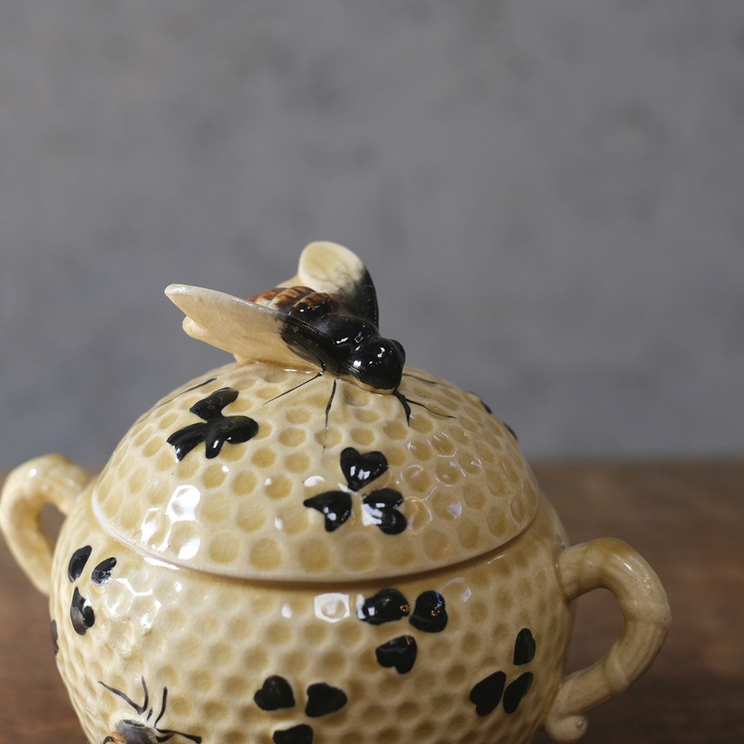 ヴィンテージ ハニーポット イギリス 蓋にとまった蜜蜂が可愛らしい8