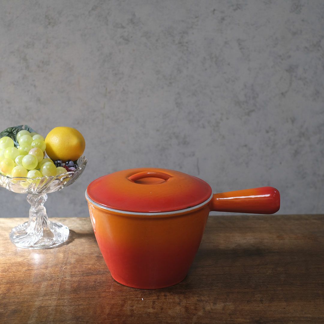 ヴィンテージ ル・クルーゼ LE CREUSET 鍋 オレンジ 片手鍋 フランス