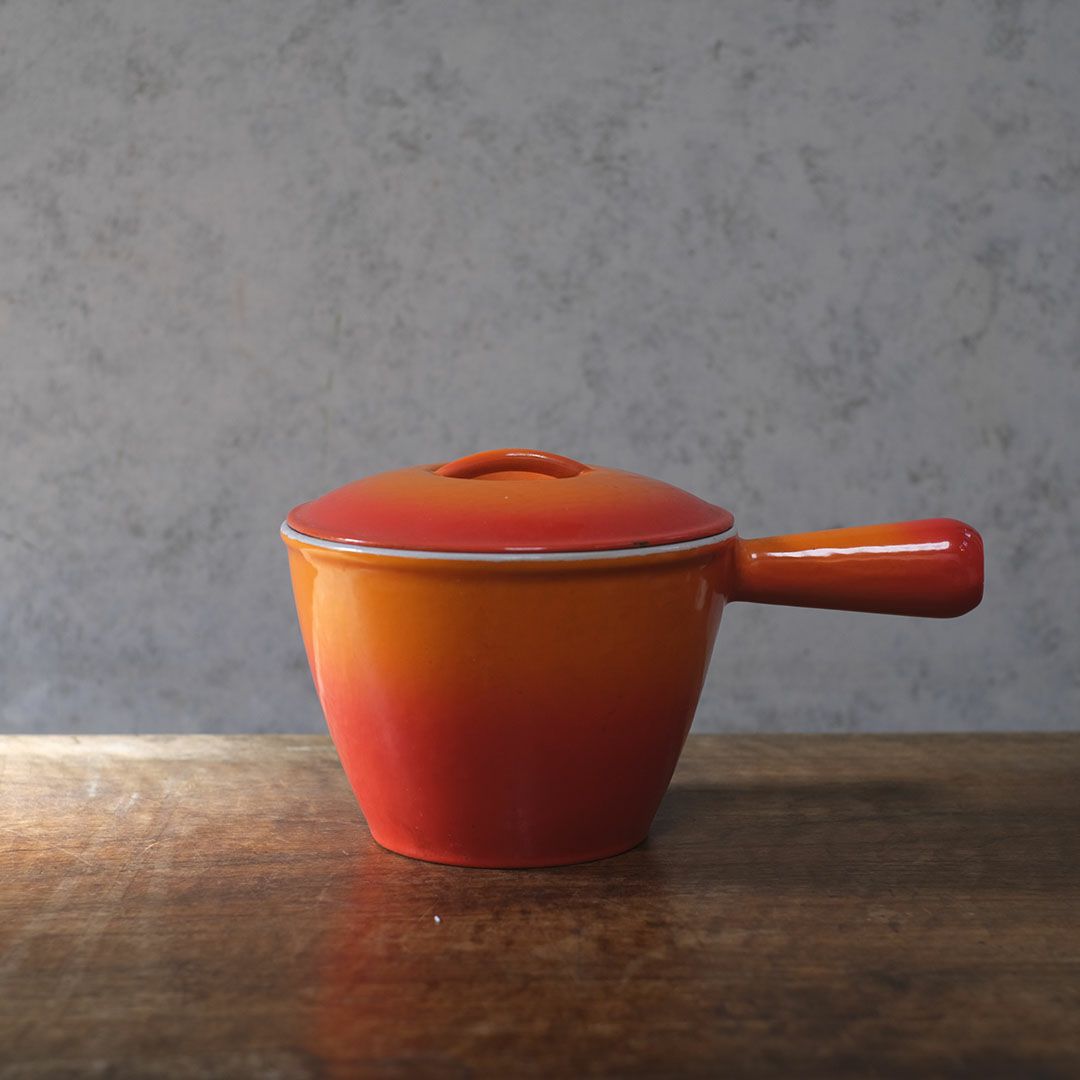 ヴィンテージ ル・クルーゼ LE CREUSET 鍋 オレンジ 片手鍋 フランス1