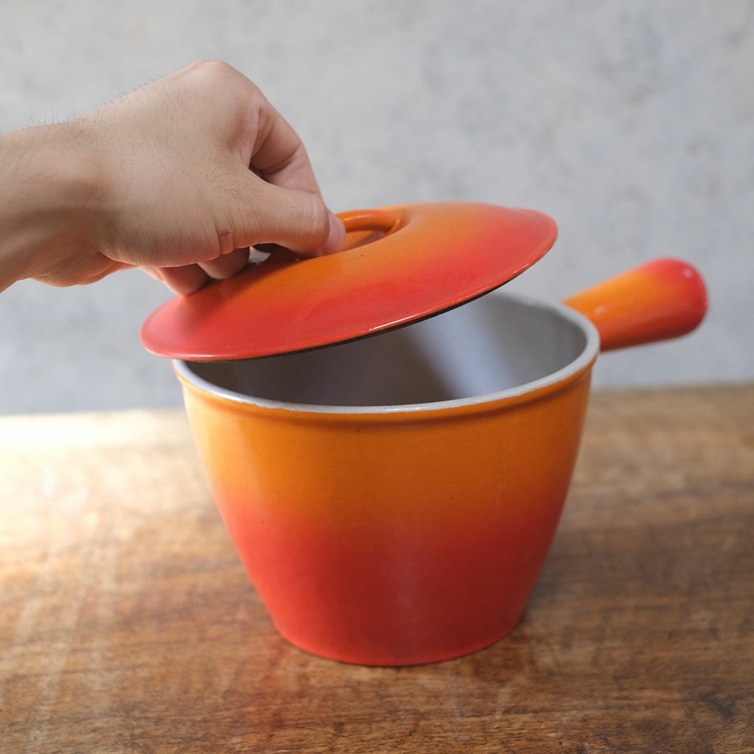 ヴィンテージ ル・クルーゼ LE CREUSET 鍋 オレンジ 片手鍋 フランス3