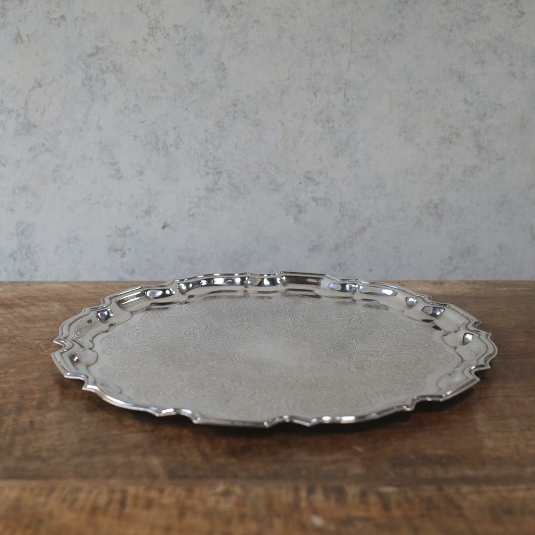 アンティーク サルヴァ イギリス 大きなシルバープレート トレイ お盆2