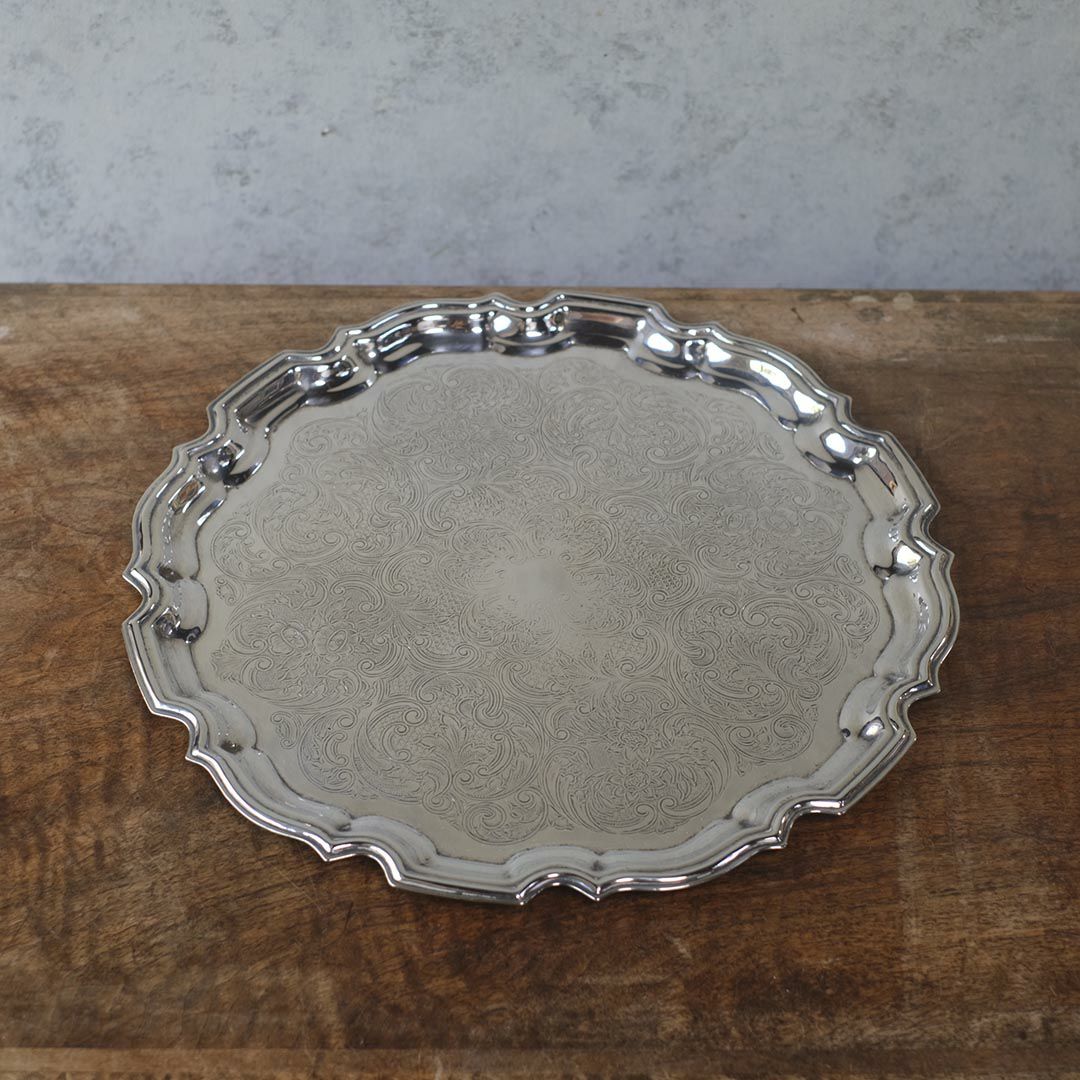 アンティーク サルヴァ イギリス 大きなシルバープレート トレイ お盆3