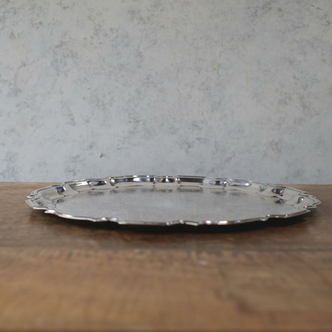 アンティーク サルヴァ イギリス 大きなシルバープレート トレイ お盆5