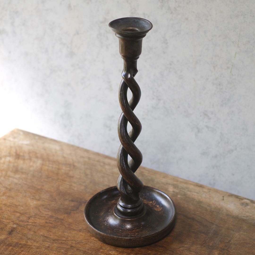 アンティークキャンドルスティックペア バリーツイスト 燭台 イギリス2