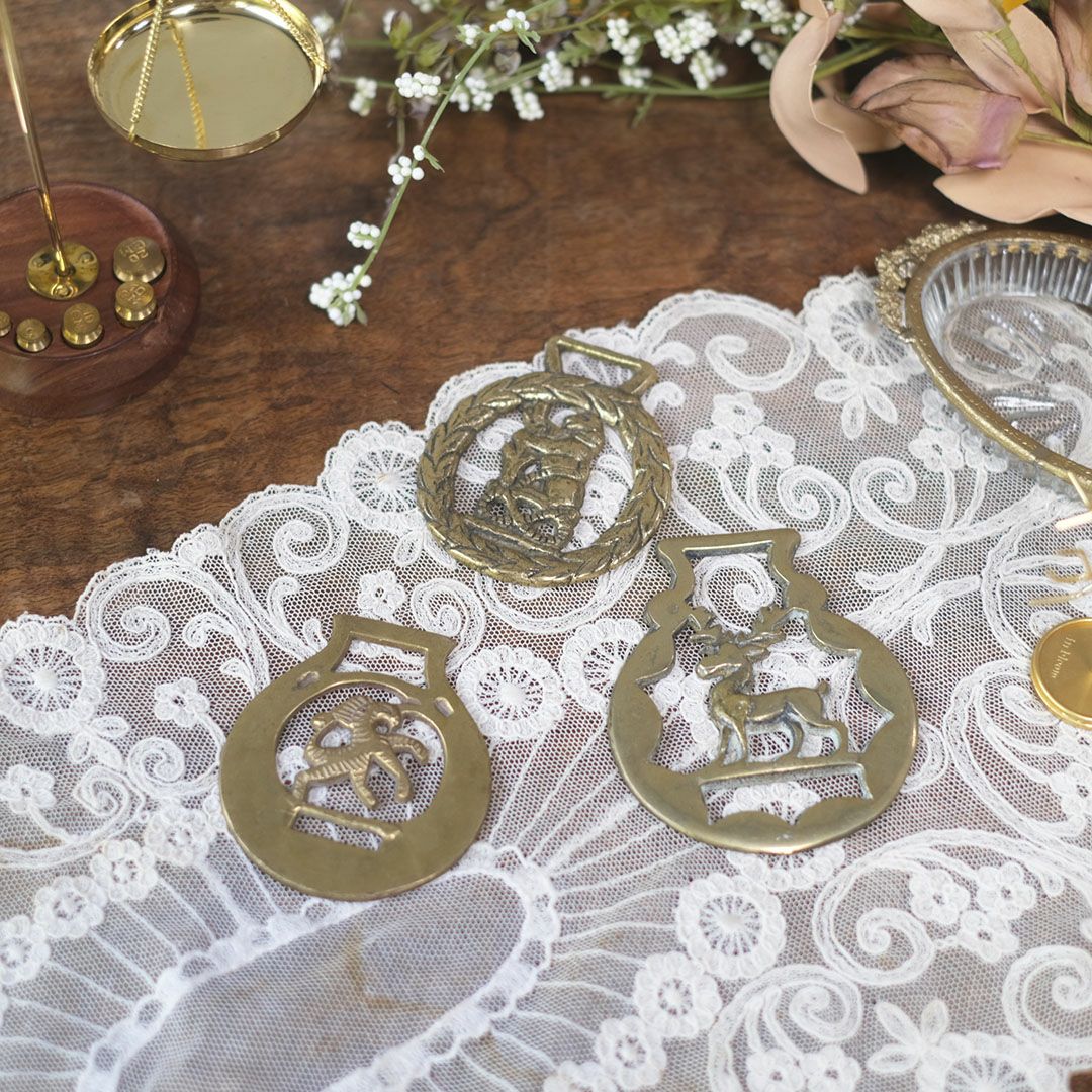 アンティーク馬具飾り イギリス 動物モチーフ真鍮製 ホースブラス1