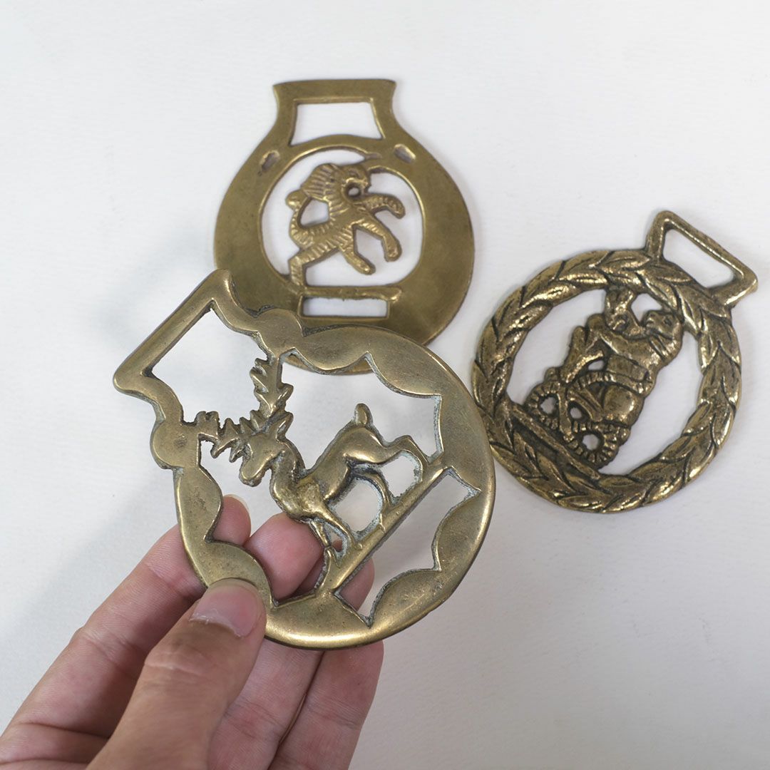 アンティーク馬具飾り イギリス 動物モチーフ真鍮製 ホースブラス3