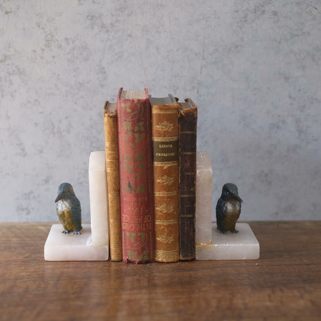 アンティークブックエンド 鳥 大理石