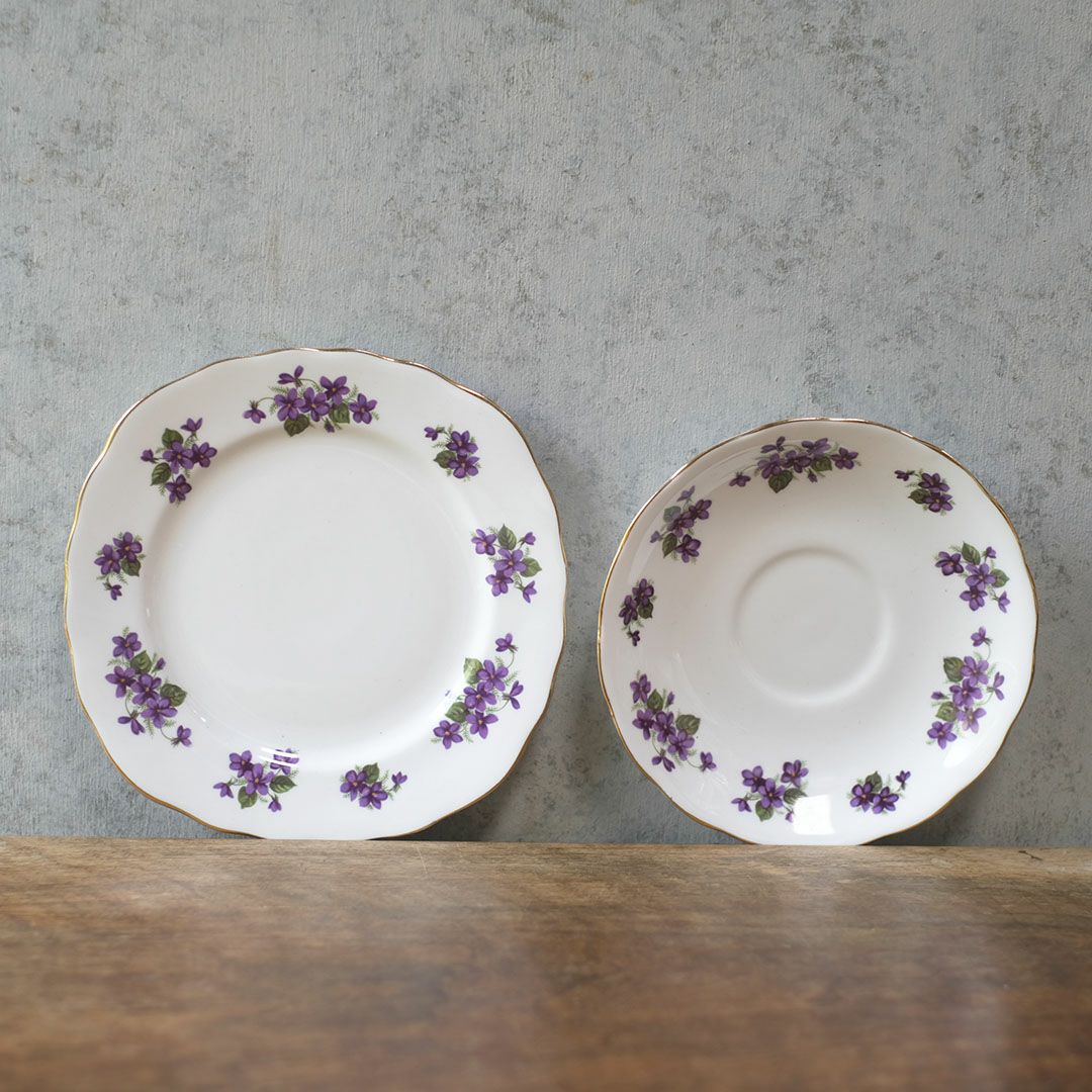 ヴィンテージティーカップトリオ QUEEN ANNE(クイーンアン)菫 バイオレット イギリス6