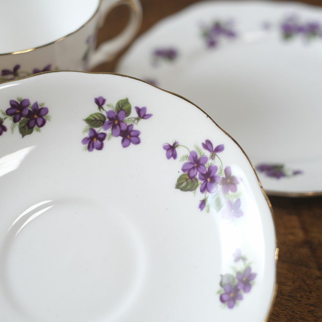ヴィンテージティーカップトリオ QUEEN ANNE(クイーンアン)菫 バイオレット イギリス7
