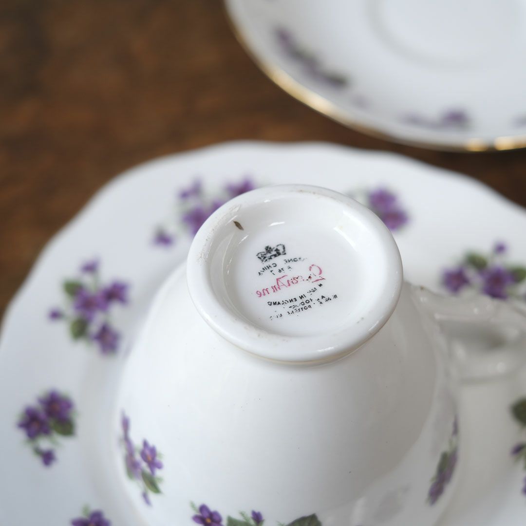 ヴィンテージティーカップトリオ QUEEN ANNE(クイーンアン)菫 バイオレット イギリス9