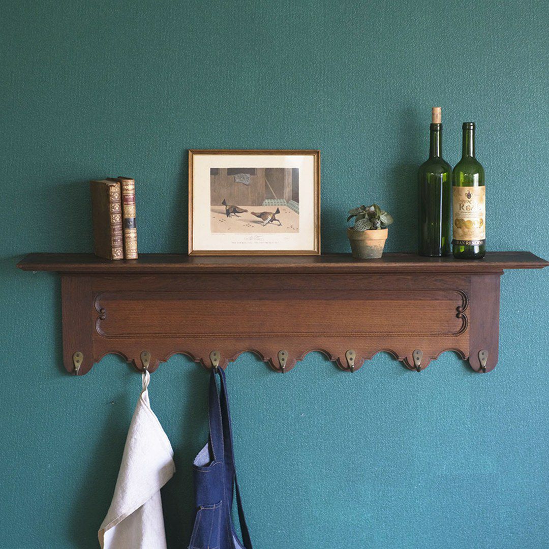 アンティークコートフック フランス 木製 7連フック ウォールハンガー